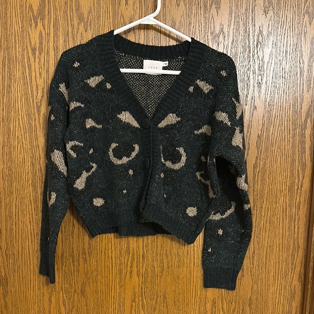 LUSH Leopard Cropped Cardigan